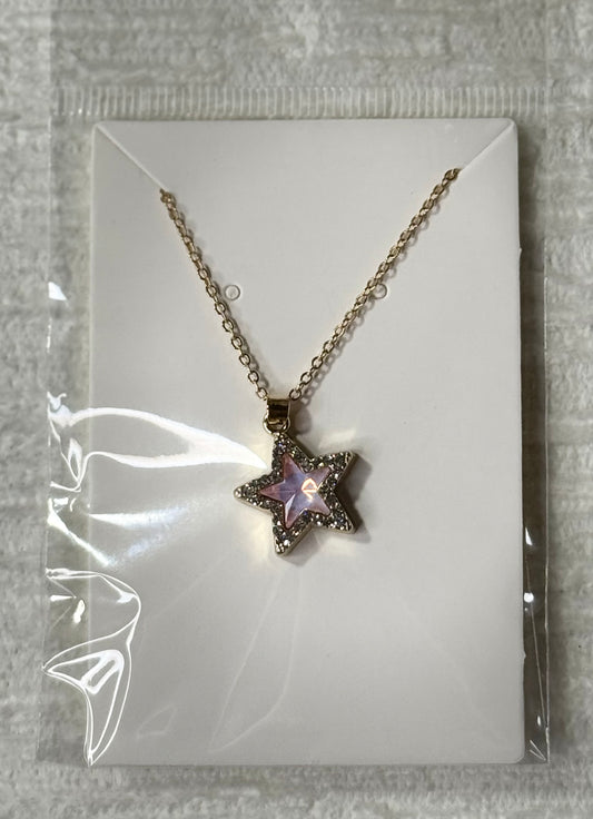 Pink star necklace