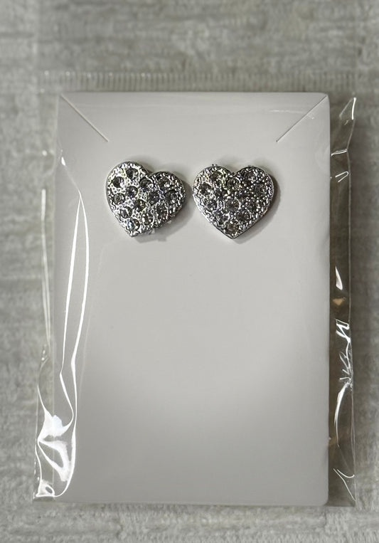 Heart rhinestones stud earrings